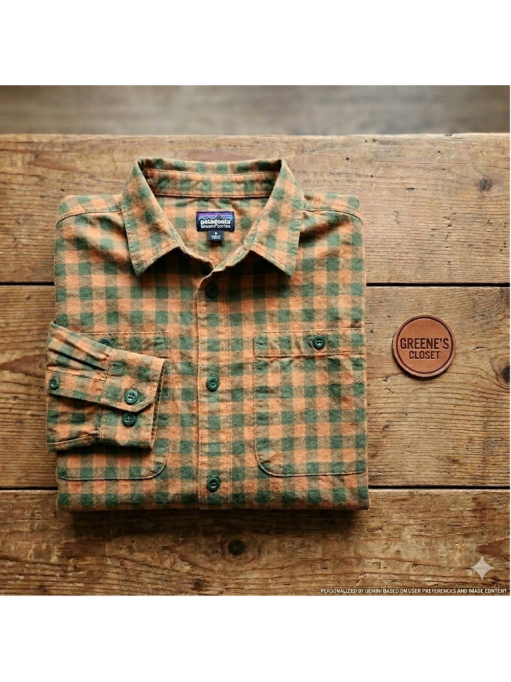 Patagonia Men’s S Organic Cotton Lightweight Fjord Flannel Shirt Orange Green